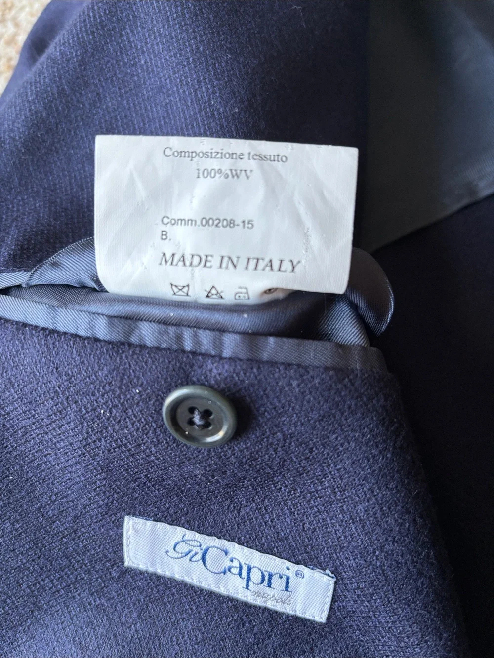 Gi Capri Napoli Navy Wool Hand Tailored Patch Pocket Blazer Eu 52 US 40 Slim